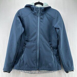Mountain Hardwear Jacket Womens XS Softshell Sherpa Lined Hoodie Full Zip Blue